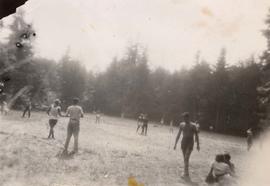 Unidentified adolescent boys in a field at Camp Hatikvah