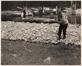 Fly fishing from shoreline