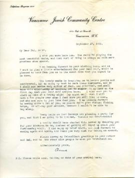 Letter from Ann, September 27, 1931