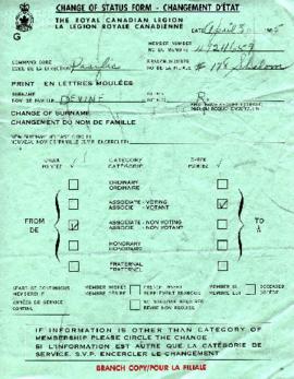 Change of Status Form April 3, 1985