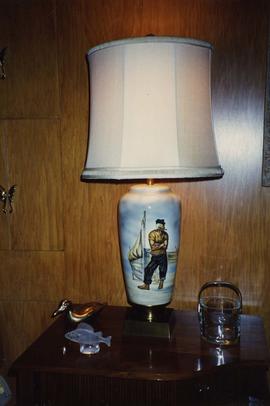 [Lamp with a sailor painted on it]