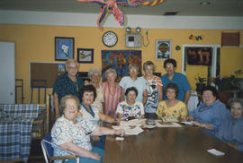 Group around table [possibly Louis Brier Ladies Auxiliary]