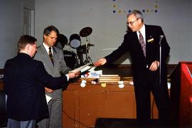 [Bernie Simpson and two other men at the Opening Collingwood Project]