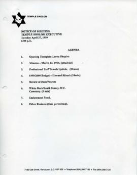 Minutes for Executive Meeting, April 27, 1999