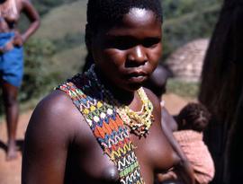 Unidentified South African woman with intricate, colourful beading