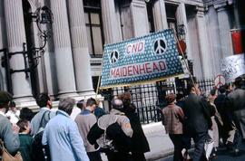 People protesting against nuclear war