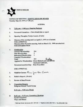 Minutes for Board Meeting, May 25, 1999