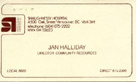 Shaughnessy Hospital Donation Sept 11 1985