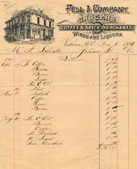 Fell & Company Grocers receipt for Mr. Frank Sylvester