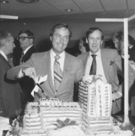 Opening, Haro Park Centre - #31 Bill Bennett cutting cake