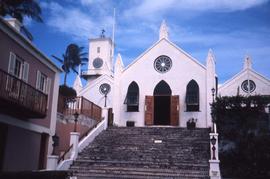 White church with its doors open