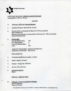 Minutes for Board Meeting, April 27, 1999