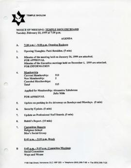 Minutes for Board Meeting, February 23, 1999