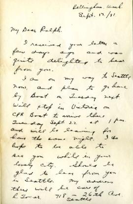 Letter from Ann, September 17, 1931