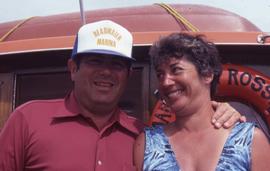 Unknown man and woman on a boat