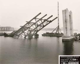 Failed pier and submerged north span, for Royal Commission, Second Narrows Bridge, Vancouver, Bri...