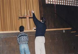 Lighting a menorah