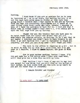 Letter from Ralph, February 23, 1933