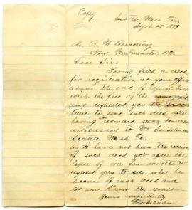 Letter - September 14, 1889