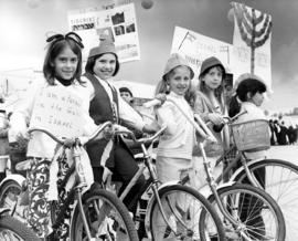 Children with bicycles [possibly Beth Israel parade]