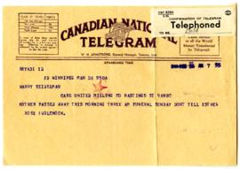 Telegram - February 26, 1944